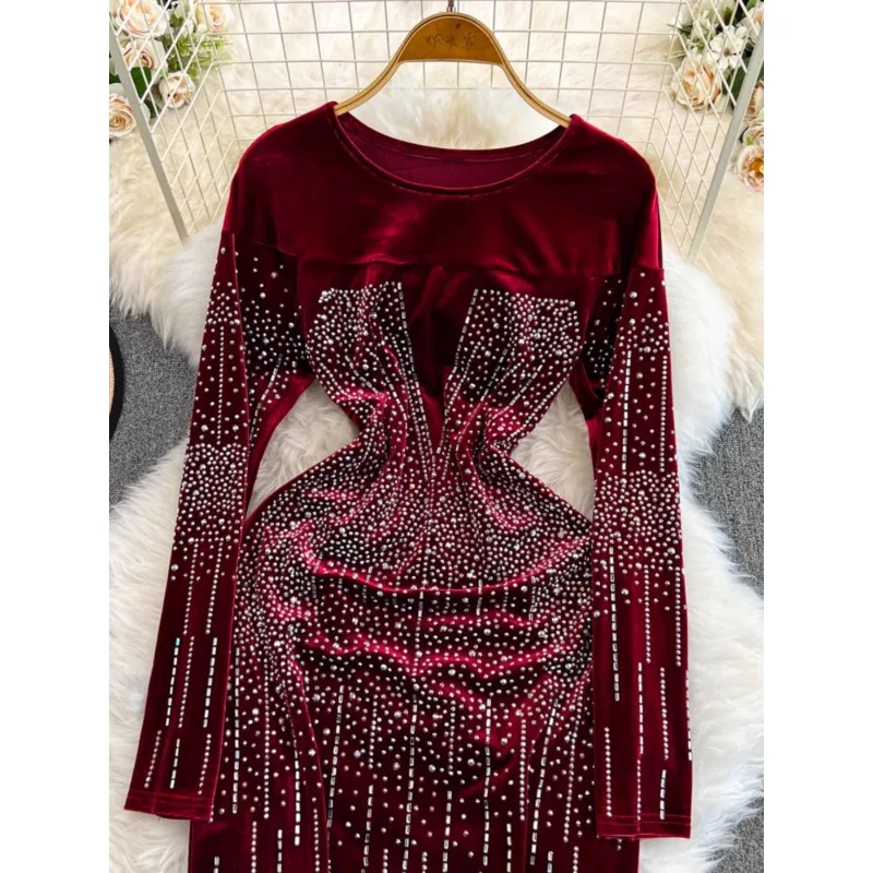 Облегающие платья женские весенне-осенние модные сексуальные с длинным рукавом