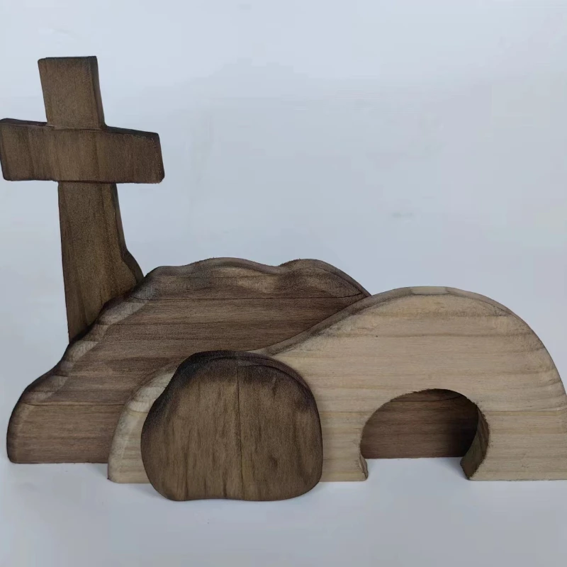 Пустая гробница пасхальный домашний декор и крест пасхальная сцена деревянное