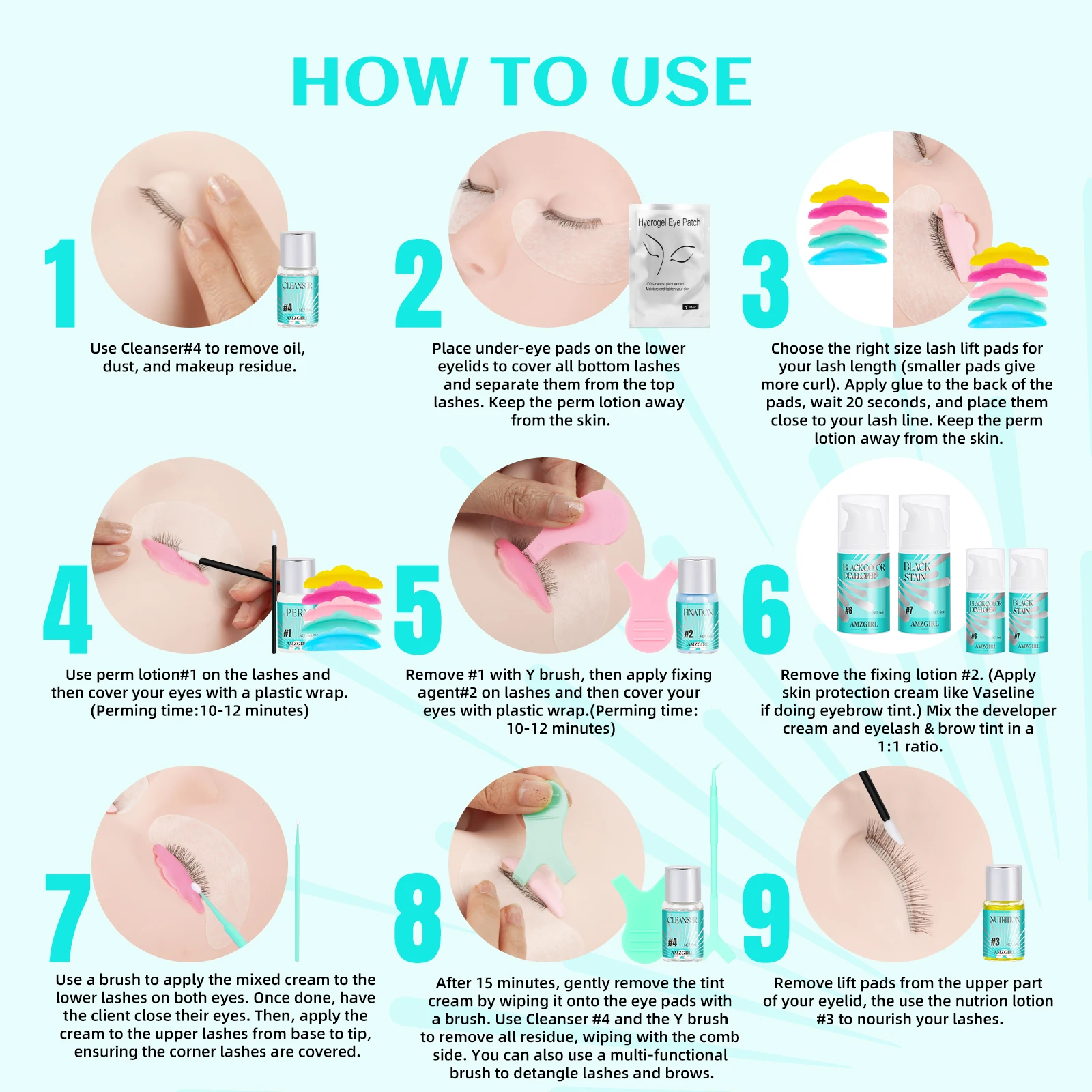 Набор для подтяжки и оттенка ресниц Amzgirl профессиональный набор краска