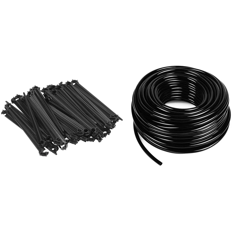 

Hot 50Pcs C-Shaped Garden 4 / 7Mm Drip Irrigation Pipe Bracket & 1 Pcs 30 Meter 1/4 Inch Blank Drip Irrigation Hose