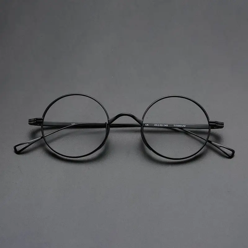 OLAMINS круглая Новая Винтажная оправа из чистого титана Модная полная ультра