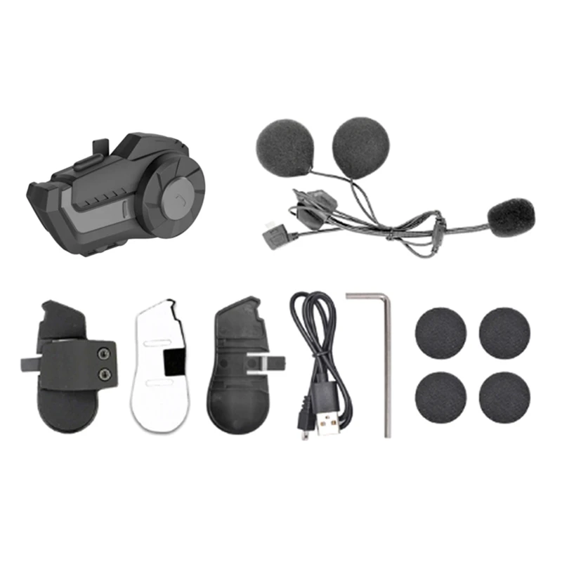 

094D Motorcycle Helmet Bluetooth-compatible Intercom with Hands-Free Call and Noise Reduction Function, for 2 Rider