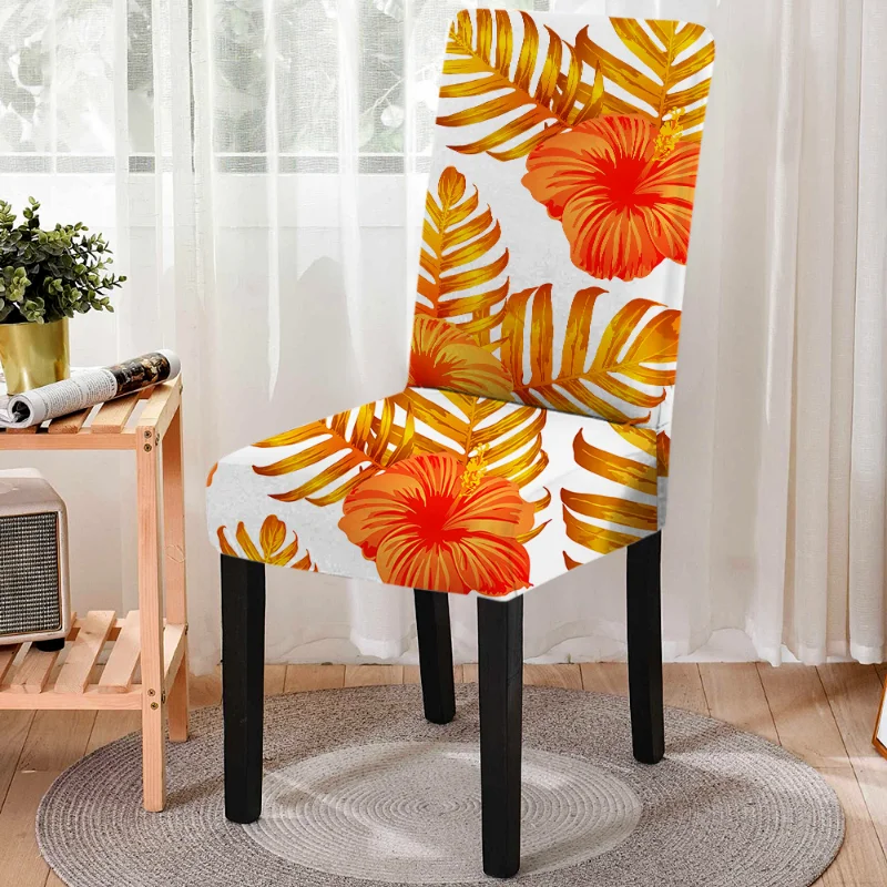 

Pastoral Style Plant Series All-inclusive Elastic Spandex Seat Covers Kitchen Dinner Table and Chairs Wedding Restaurant Decor
