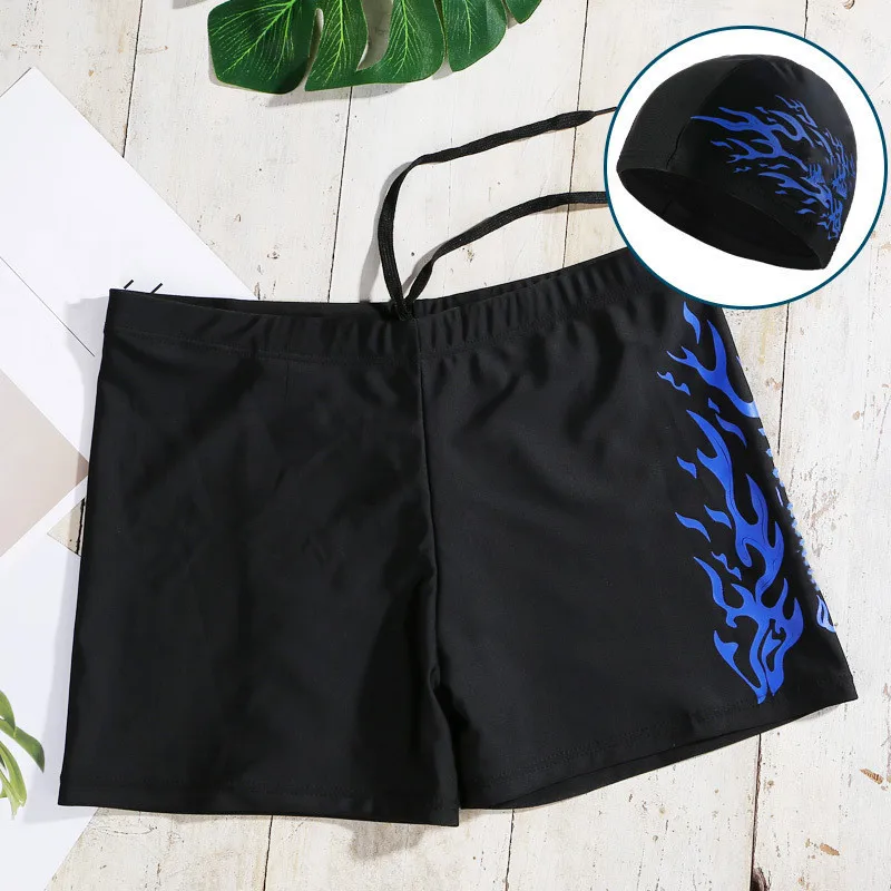 

Swimmer Trunks Man Five-point Boxer Trunks Plus Size Swimsuit Equipped with Men's Rope Fast-drying Swimming Trunks