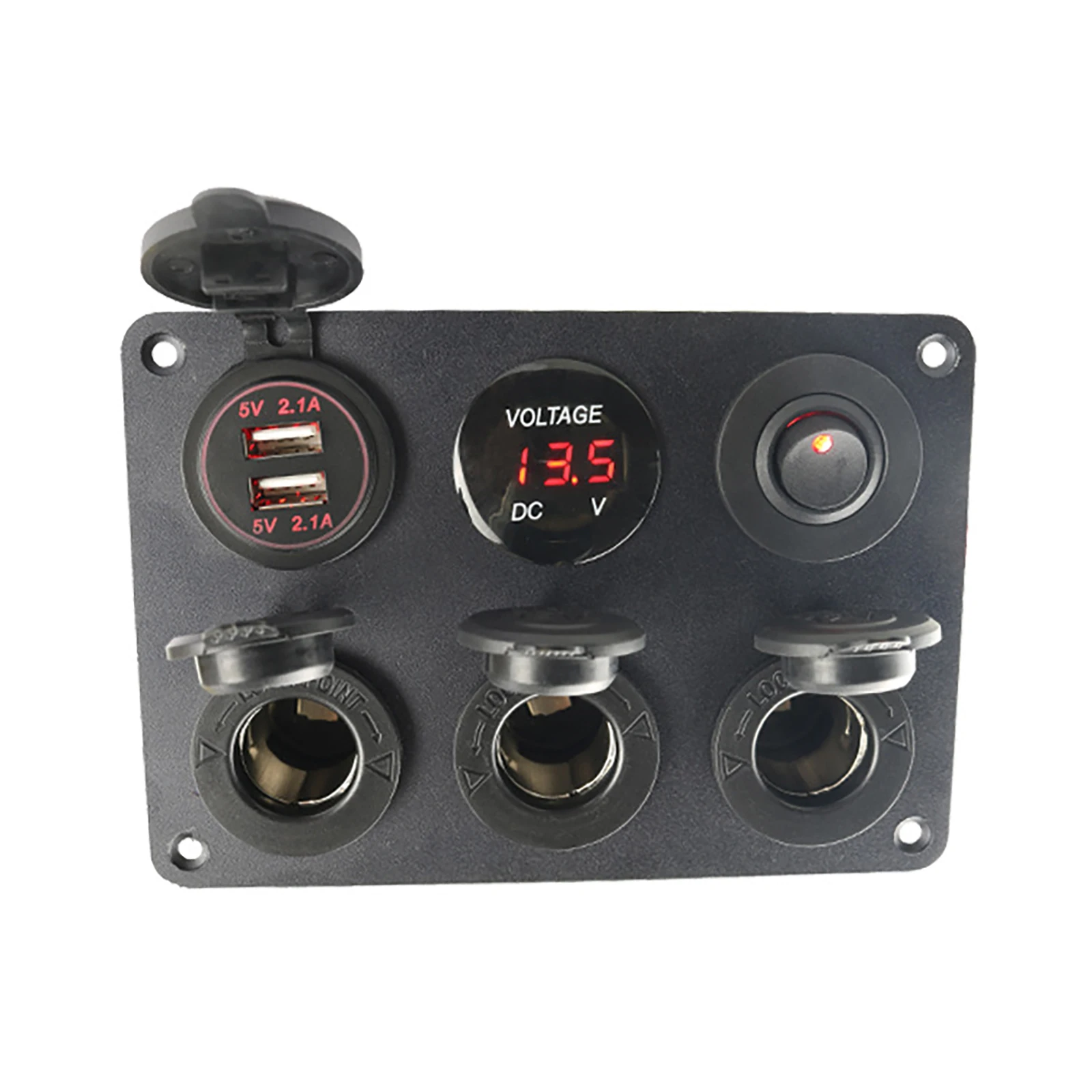 

12V Cigarette Socket Panel Cigarette Lighter Socket Dual USB Panel with LED Voltmeter Switch for 12V-24V Car Truck Motorcycle