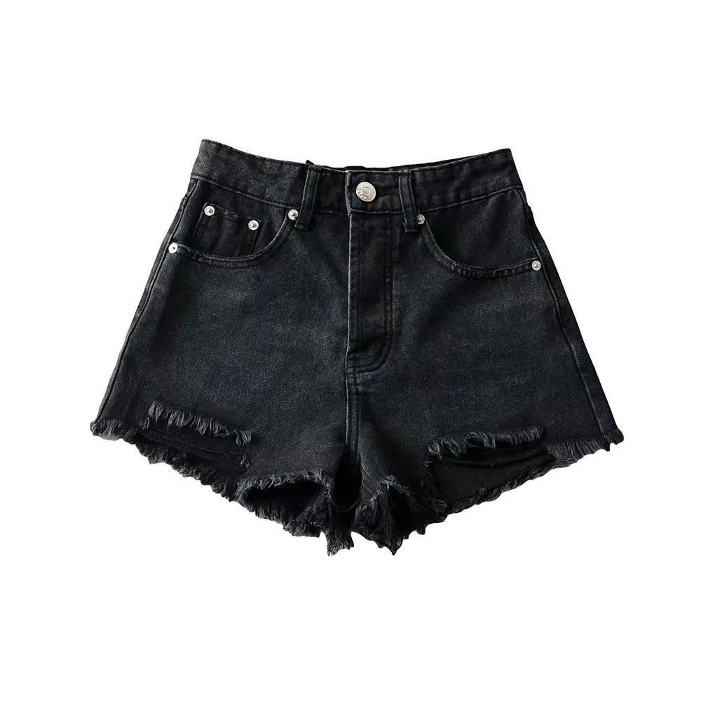 VOLALO летние джинсовые шорты для женщин черные женские потертые короткие Mujer белые