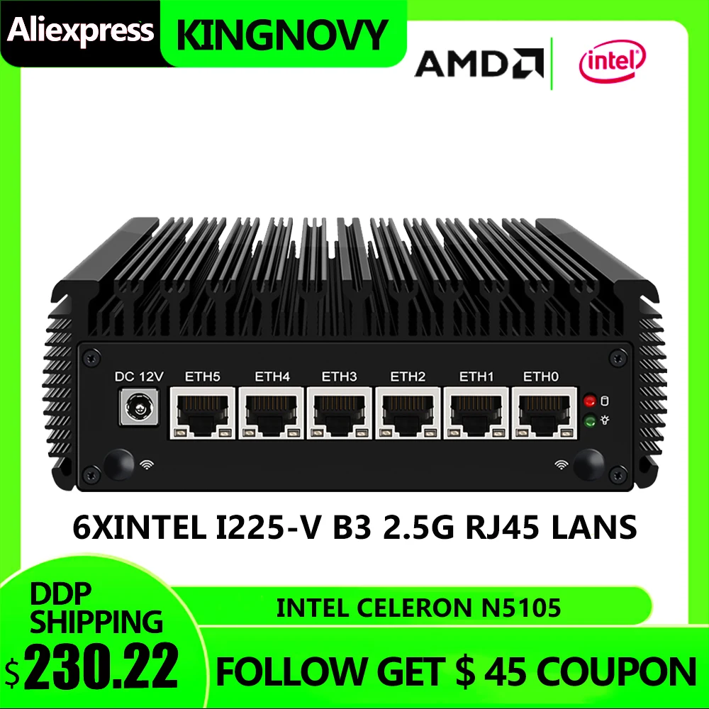 

Устройство Micro брандмауэра, OPNsense, VPN, роутер ПК, Intel Celeron N5105, 6xintel i225-V B3 LAN 2xUSB3.0 2xUSB2.0 HDMI2.0 1xcom