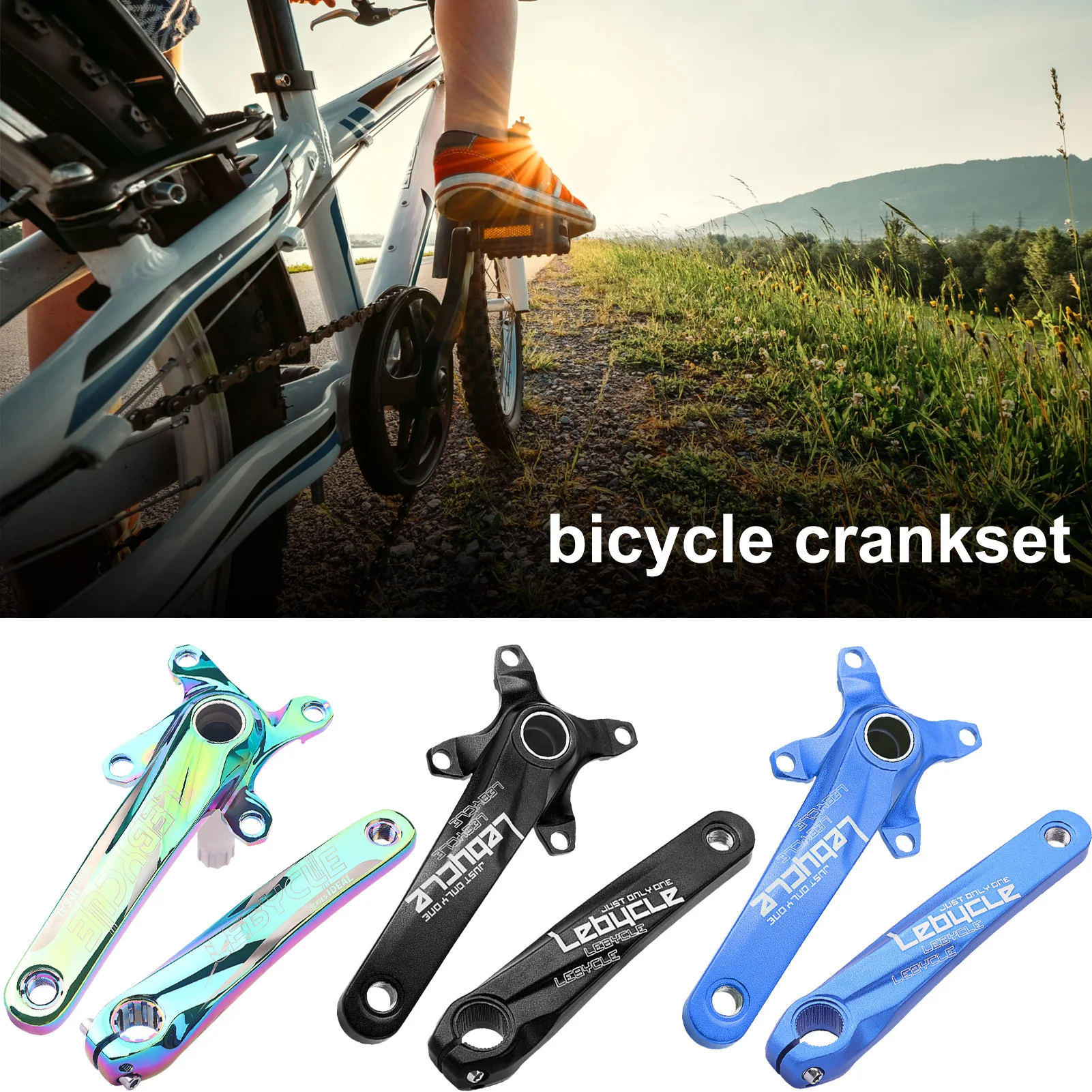 

Bike Chainring Set Mountain Bike Crankset 32/36/38T Bicycle Crankset Ultra Light Bicycle Crank Arm Set Convenient to Install