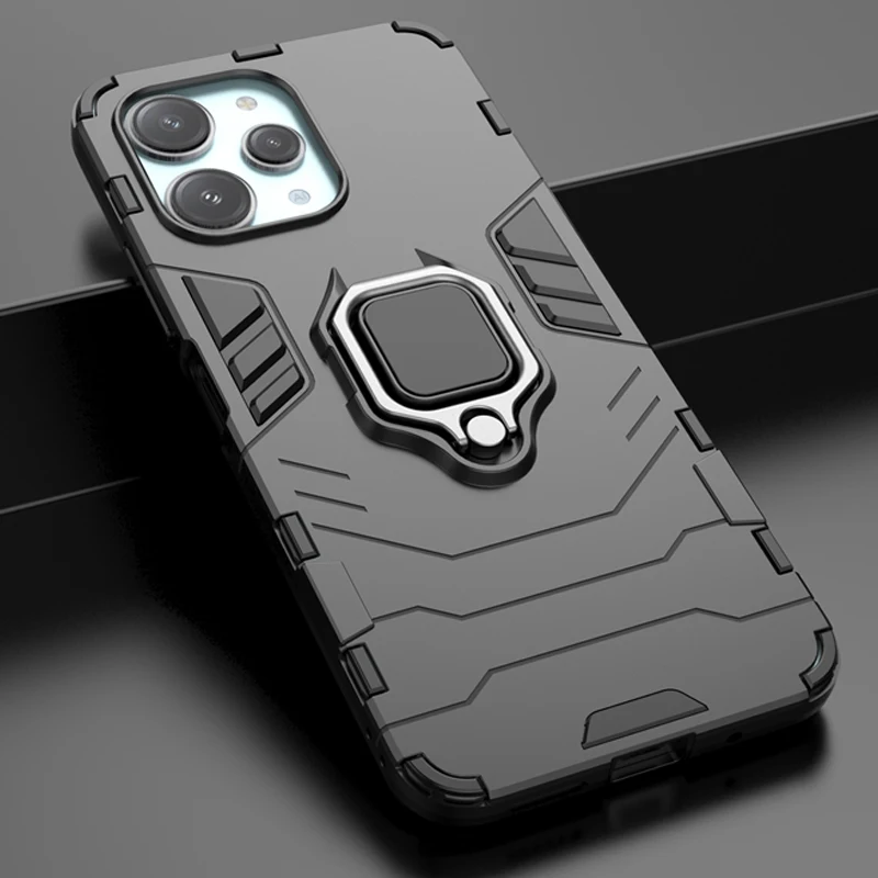 

For Xiaomi Redmi 12 4G Case Shockproof Armor Phone Case For Xiaomi Redmi 12 1 2 Redmi12 Magnetic Ring Stand Silicone Back Cover