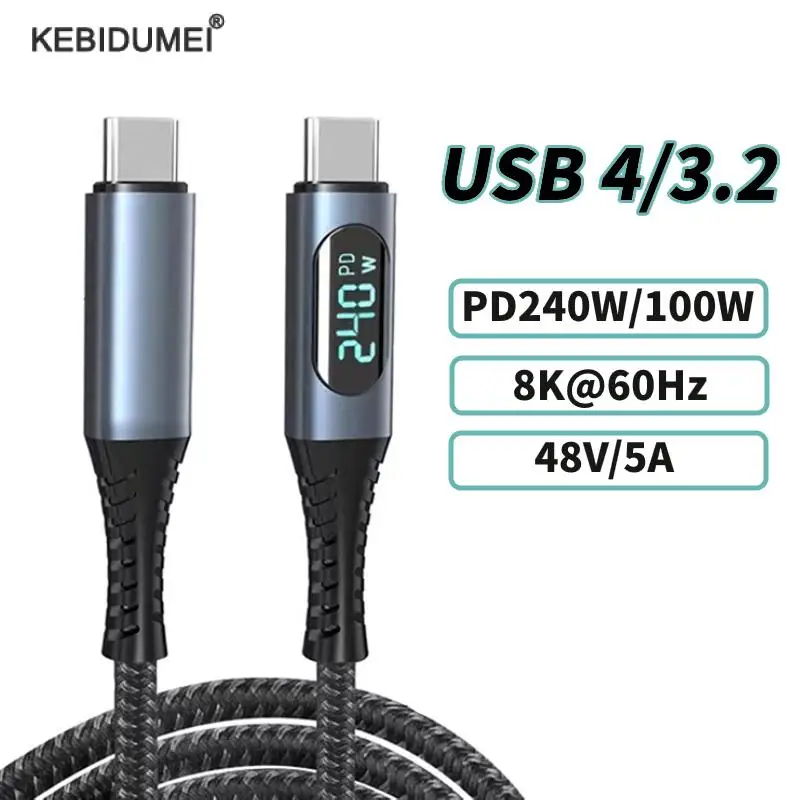 

USB4.0/3.2 40Gbps 10Gbps Thunderbolt 4 Type C to C Cable PD 240W 100W Fast Charging Cable 8K@60Hz for MacBook Laptop Switch