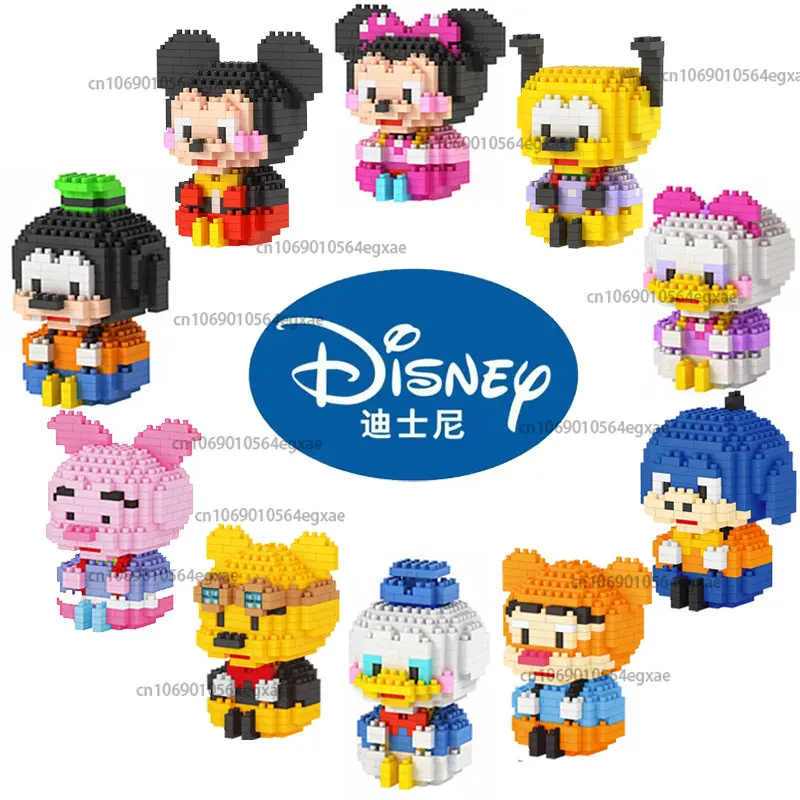 

Disney Mickey And Minnie Building Blocks Donald Duck Goofy Anime Mini Bricks Action Figures Assembly Educational Toys Kids Gifts