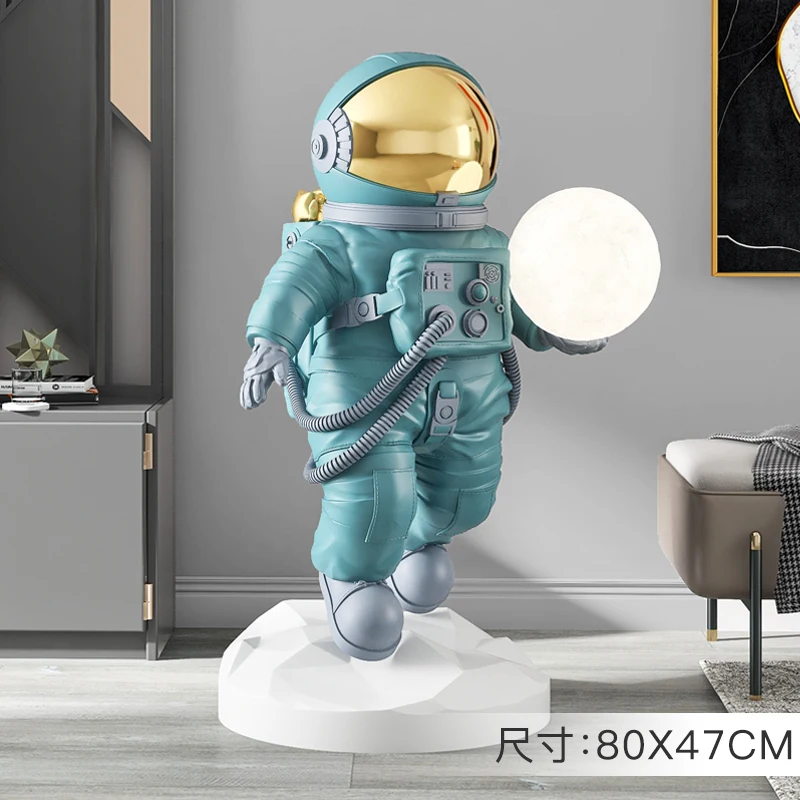 

Astronaut Large Floor Ornaments Moon Lamp Statue Modern Figurine Spaceman Living Room Decoration Nordic Kawaii Room Decor Gift