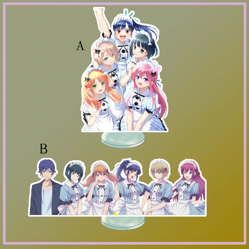 

Anime Stand Megami no Kafeterasu Tsukishima Riho Makuzawa Ouka Acrylic Figure Display Desktop Decoration 15cm