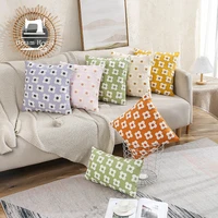 purple yellow flower embroidery pillow case home decoration green egg flowers cushion cover 30x50cm45x45cm sofa pillowcase