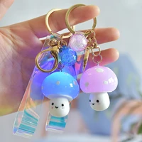 cartoon keychain cute keychains women acrylic creative with lights bag pendant glowing small mushrooms fashion jewelry