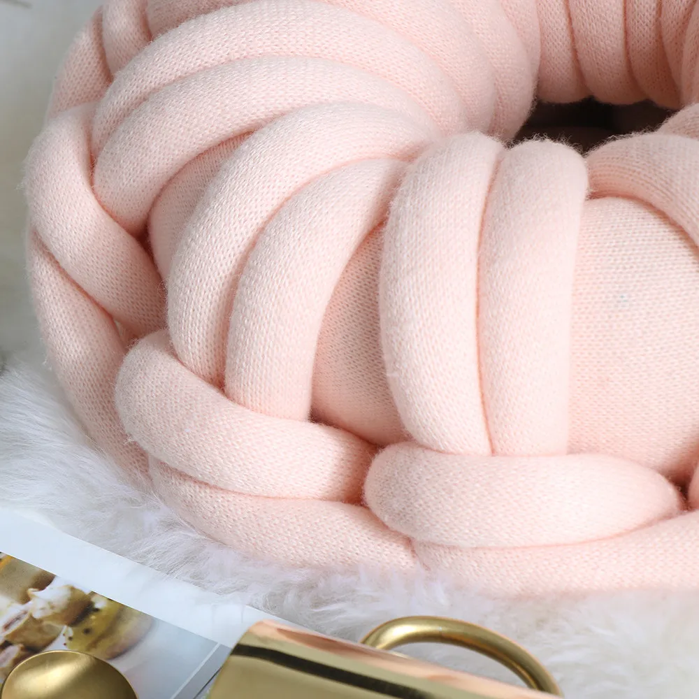 Подушка в форме пончика с узлом однотонная вязаная подушка на сиденье 39x39 см для