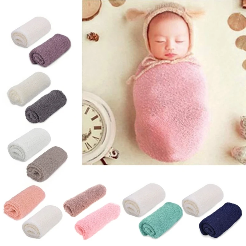 

2PCS Baby Photography Props Background Blanket Swaddle Blanket Photo Wraps Newborn Pose Blanket Photostudio Backdrop