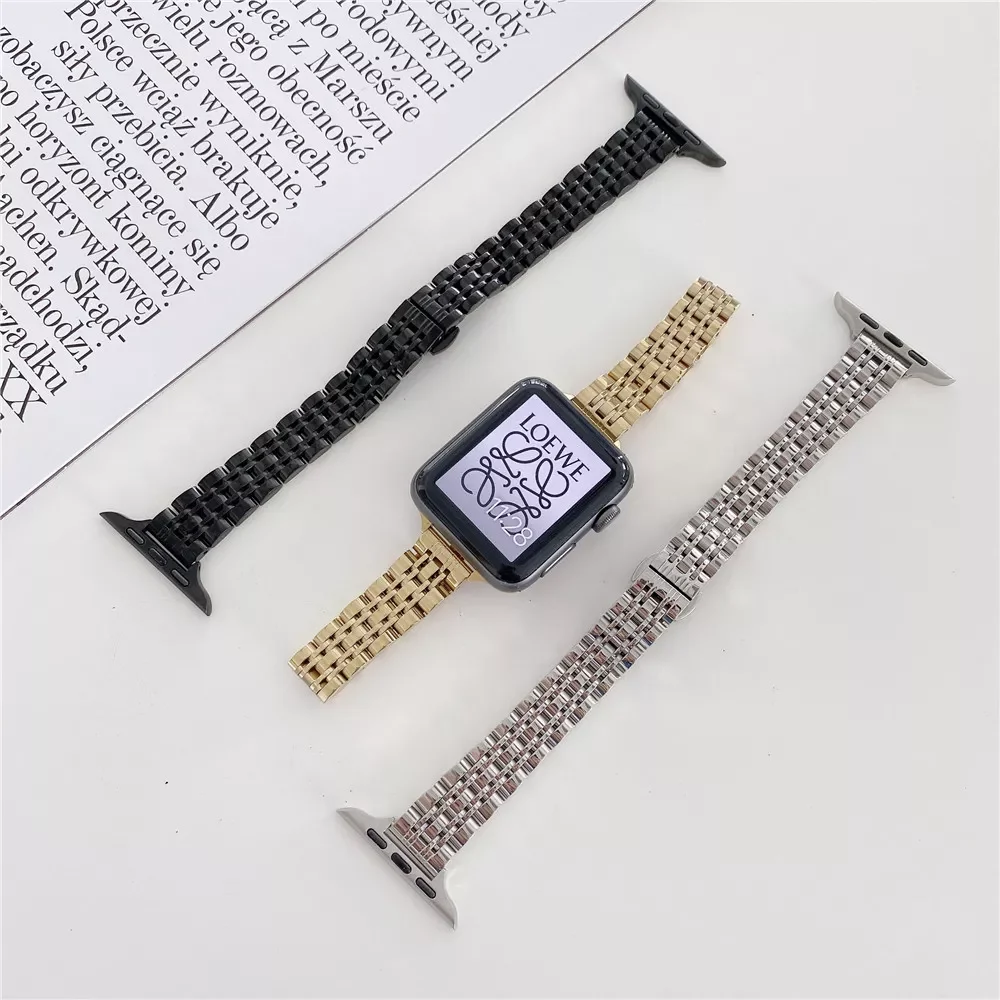 Womens Strap for Apple Watch 7 6 se Band 40mm 44mm 41mm 45mm Stainless Steel Slim Bracelet for iWatch Series 5 3 38mm 42mm bands