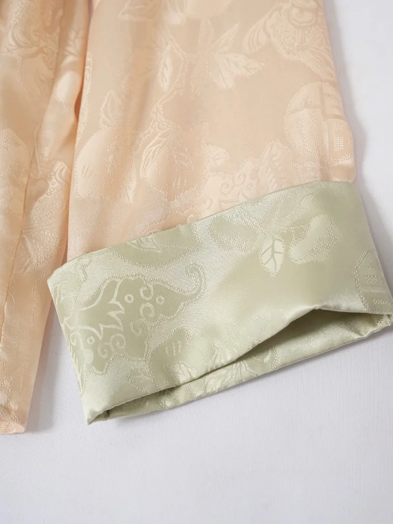 2024 женский осенний новый топ из 100% натурального шелка шелковицы HuaLuo жаккардовый