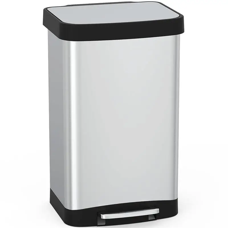 

Wfs Trash Can,Kitchen Garbage Can,Kitchen Trash Cans,14.5 Gallon,Stainless Steel,Rectangular, Step On,Silver