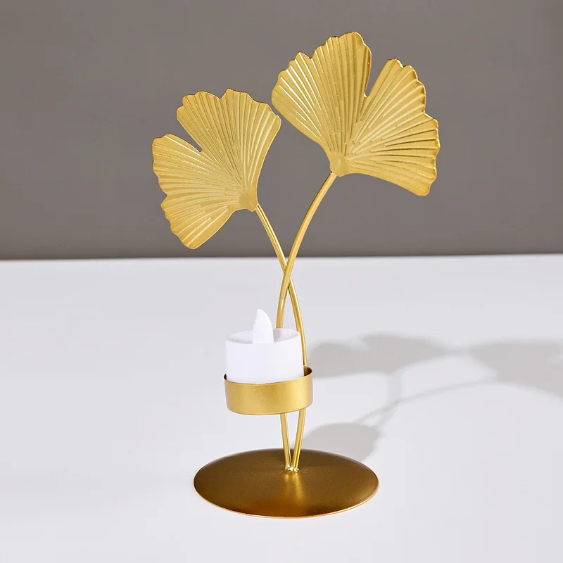 

1PC Fashion Wedding Party Candleholder Living Room Decoration Candlest Ginkgo Leaf Home Accessories Luxury