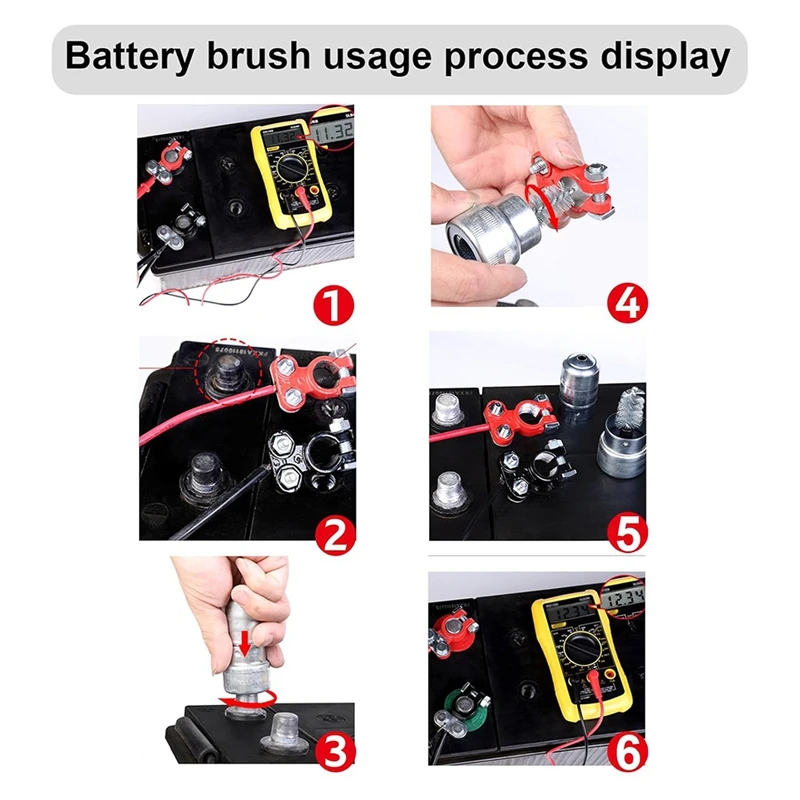 6 шт. очиститель медных труб и 1 набор щеток для чистки клемм аккумулятора удобные