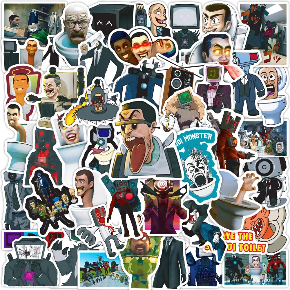 

10/30/50PCS Skibidi Toilet Funny Game Stickers Cartoon DIY Bike Travel Luggage Guitar Laptop Waterproof Cool Graffiti Sticker