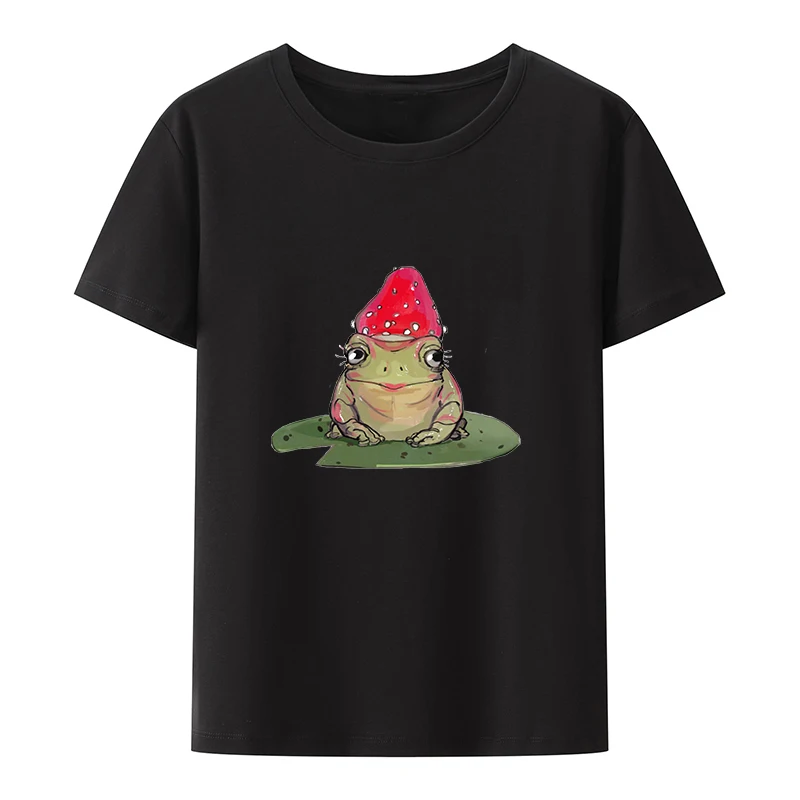 

Beautiful Frog Lady Cotton T-shirts Graphic Tshirts Camiseta Hombre Cool Creative Print Breathable Camisa Casual Koszulki Loose