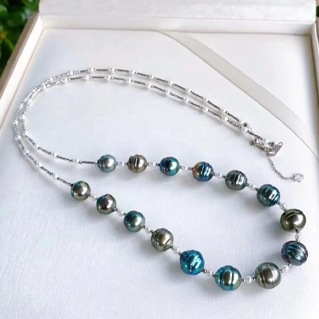 9-11 мм натуральное барочное ожерелье из натурального черного жемчуга Таити 31