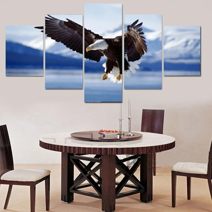 

5pcs Strong Eagle Wall Art Oil Painting On Canvas Animal Flying Paintings Picture Living Room Decor No Frame