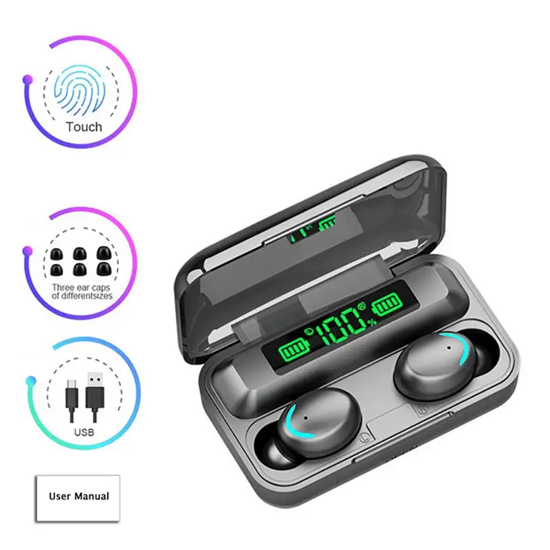 Беспроводные наушники F9 Bluetooth TWS светодиодный Dislpaly бинауральная гарнитура