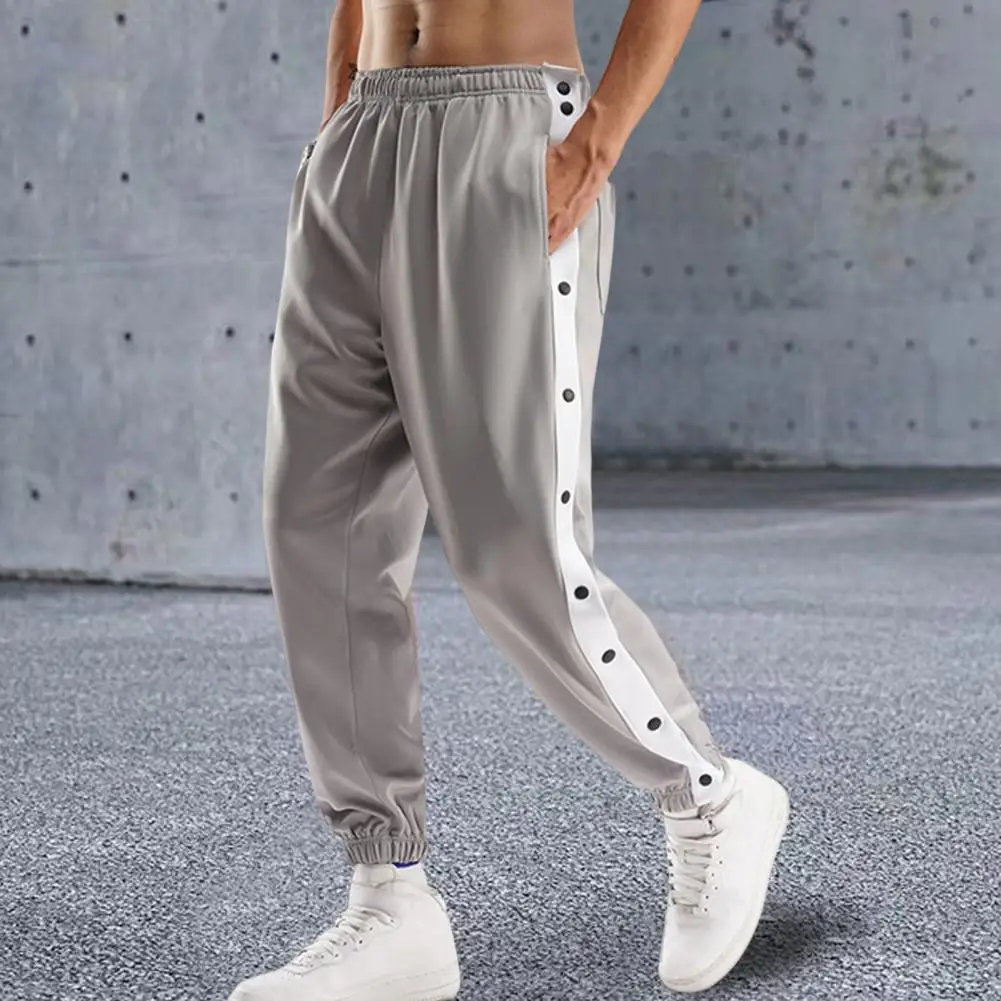 

Stylish Jogging Trousers Elastic Waistband Sportswear Comfy Spring Autumn Patchwork Color Casual Sweatpants
