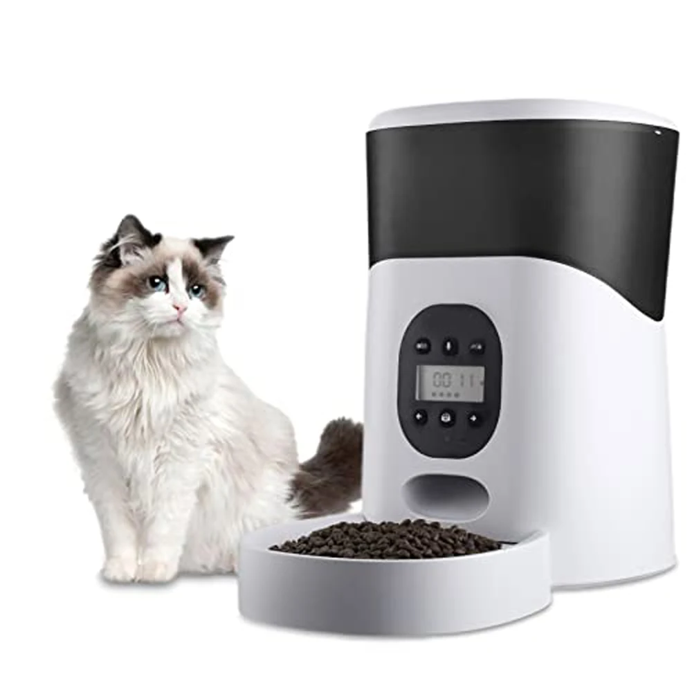 

Automatic Cat Feeder, 5L Pet Dry Food Dispenser Programmable Control 1-6 Meals Per Day Timed Pet Feeder 10s Voice Recorder