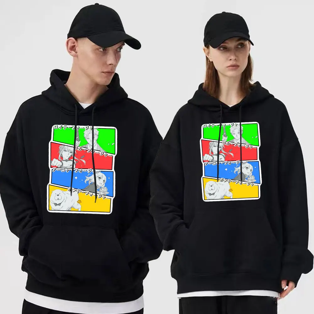 

Funny Harajuku Anime Spy X Family Hoodie Anya Forger Yor Forger Loid Forger Bond Forger Graphic Sweatshirt Unisex Loose Clothes