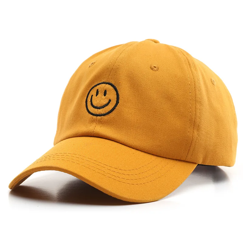 Embroidery Smile Face Baseball Caps Hip Hop Harajuku Casual Travel Boy Snapback Hats Adjustable Cotton Mens Women Visor Sun Hat