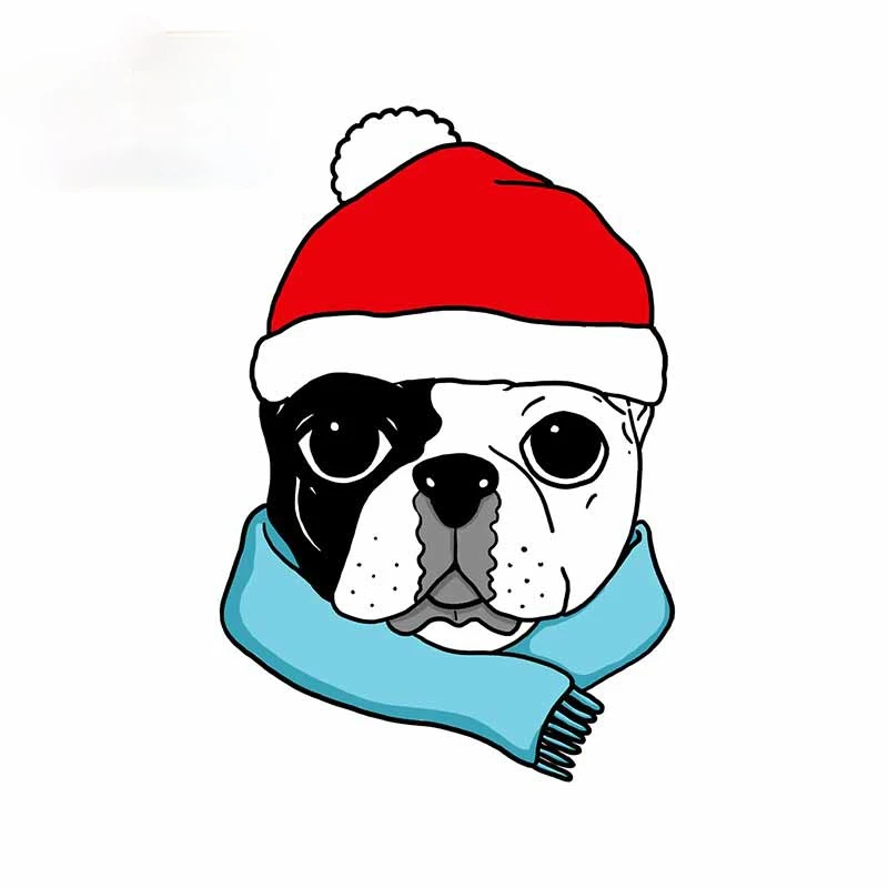 

Cute Naughty CHRISTMAS FRENCH BULLDOG Car Stickers Vinyl Material Decal Scratch-Proof Car Accessories Waterproof Decoration