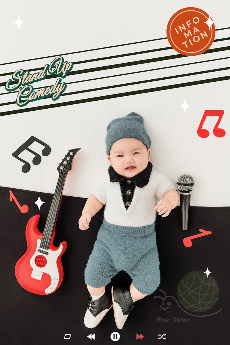 Newborn Baby Photography Props Floral Backdrop Posing Cute Outfits Astronaut Musician Theme Set Studio Shooting Photo Prop enlarge