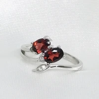 meibapj fine quality natural red garnet gemstone trendy ring for women real 925 sterling silver charm fine jewelry
