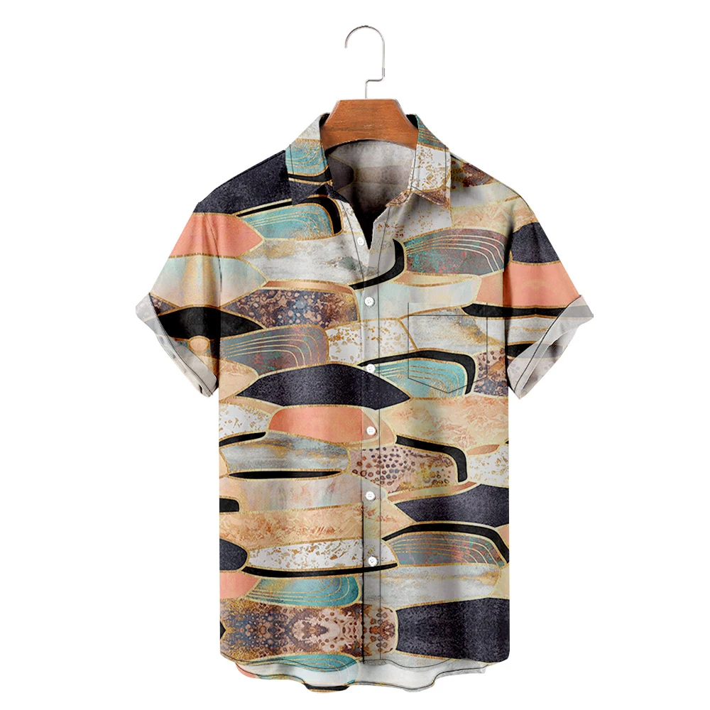 

Men's Hawaiian T-Shirt Y2K Hombre Fashion Shirt Horror Art Stripes 3D Print Cozy Casual Short Sleeve Beach Oversized Clothes 16