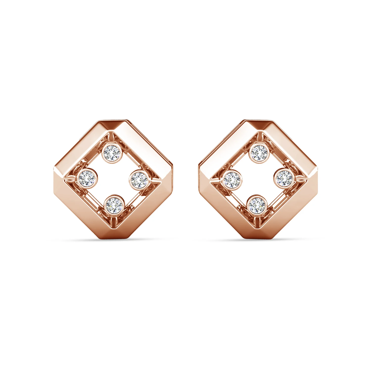 Фото Daisini Серьги-гвоздики с шестигранными кристаллами Сваровски, медные модные украшения, женские модные аксессуары, повседневная одежда, подарок на вечеринку №2