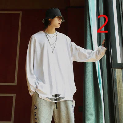 

Japanese simple wild basic solid color base T-shirt male autumn and winter wild