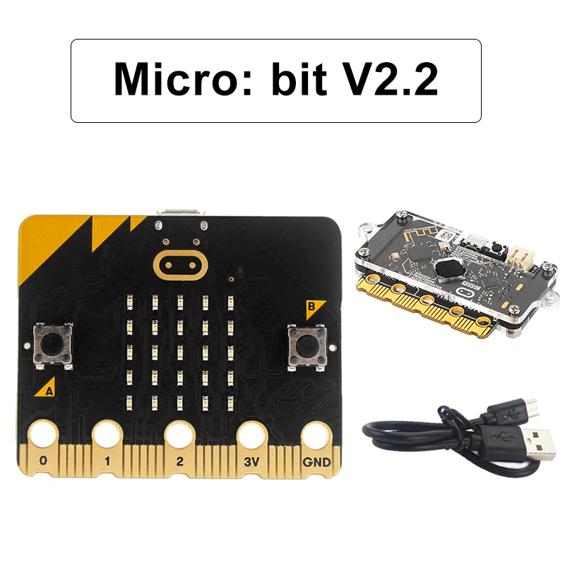 

BBC Micro:Bit V2.2 процессорный модуль, встроенный динамик, светодиодный индикатор, микрофон, датчик, микробит, акриловый чехол для проектов «сдела...