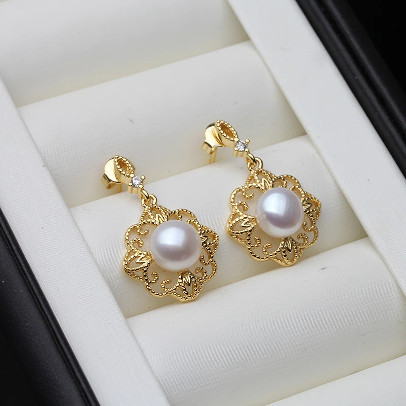 

Luxury Natural Freshwater Pearl Earrings,Women's Earrings Anniversary Gift White Black Grey