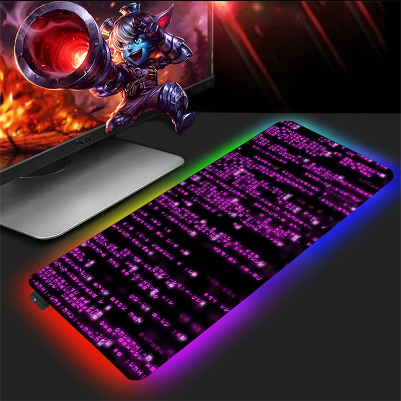 

Игровой коврик для мыши Matrix с двоичным кодом для ПК, игровой Настольный коврик для ноутбука с Rgb подсветкой, компьютерные аксессуары, расшир...