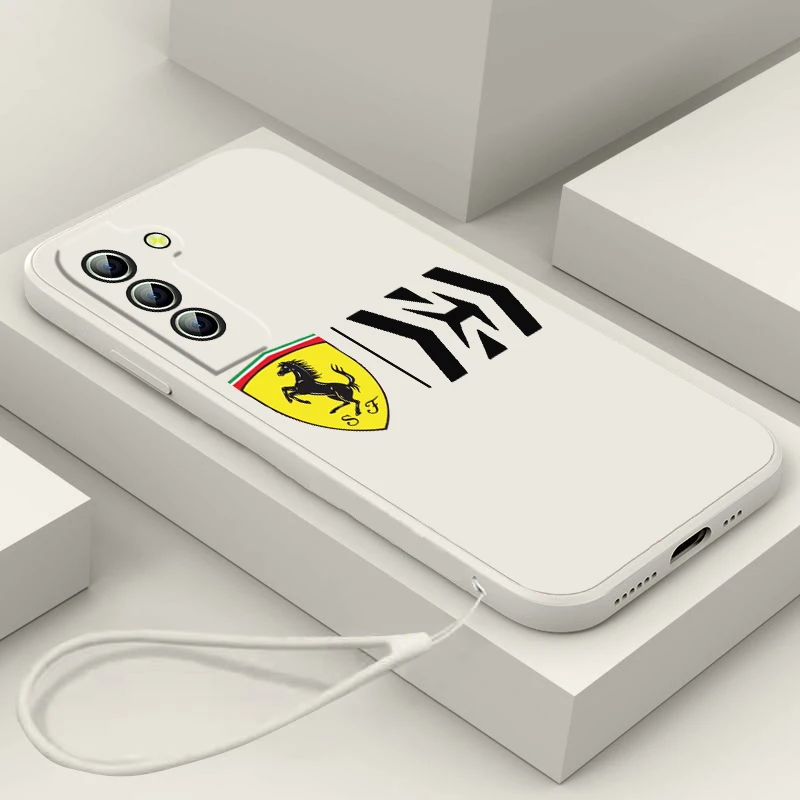 

Cool Ferrari For Samsung Galaxy S23 S22 S21 S20 FE Ultra Plus S10 Lite 5G Liquid Rope Phone Case