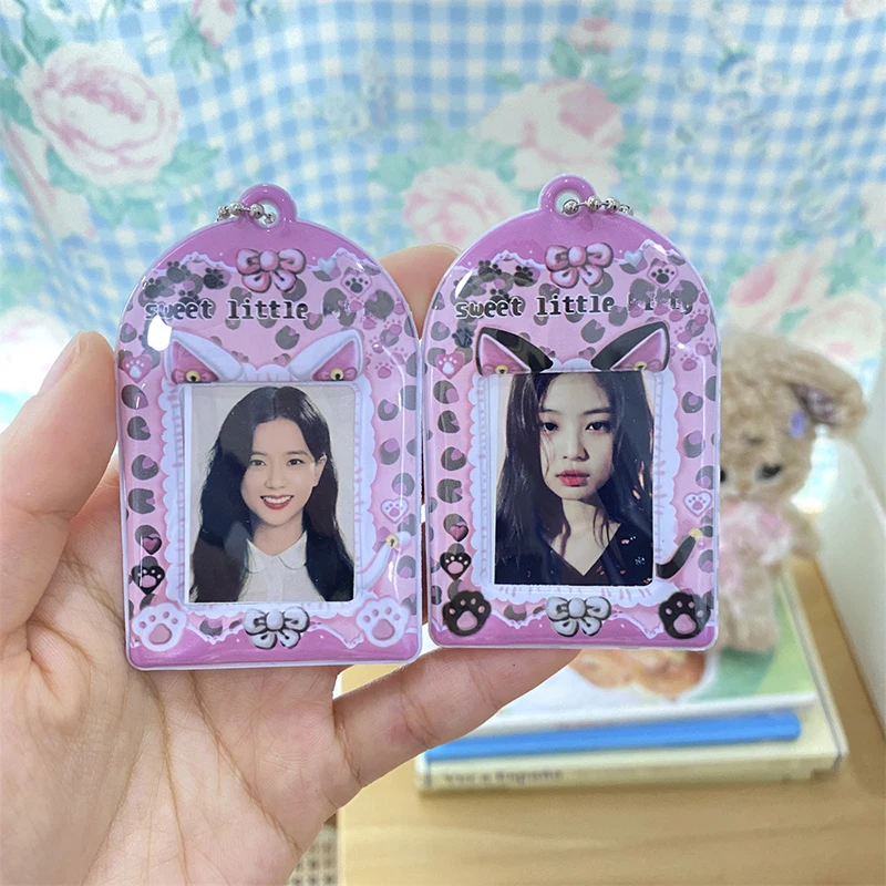 

Transparent Photocard Holder Ins Kpop Idol Photo Sleeves Card Holder Love heart Photo Protector Pendant Keychain Bus Card Holder