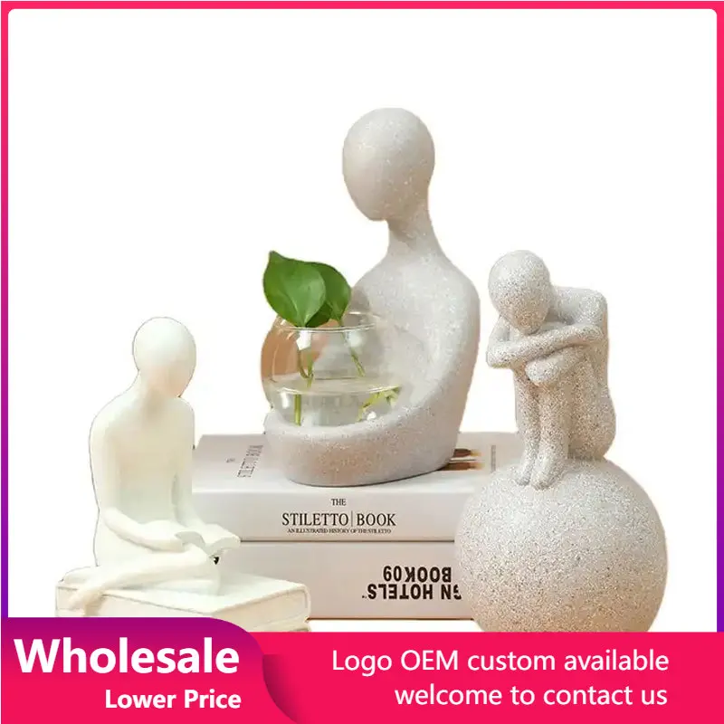 

Resin Figure Creative Home Ornament Abstract Art Statue Decoration Figurines Sculptures Book Reader Hydroponic Flower Pot