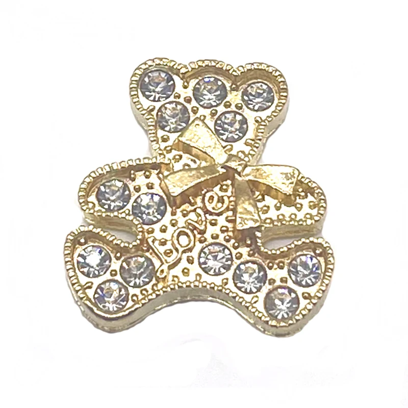 1pc Metal Crown Bear JIBZ Croc Charms Accessories DIY Rhinestone Flower Garden Shoe Decoration Sandals Ornaments Kids Gifts