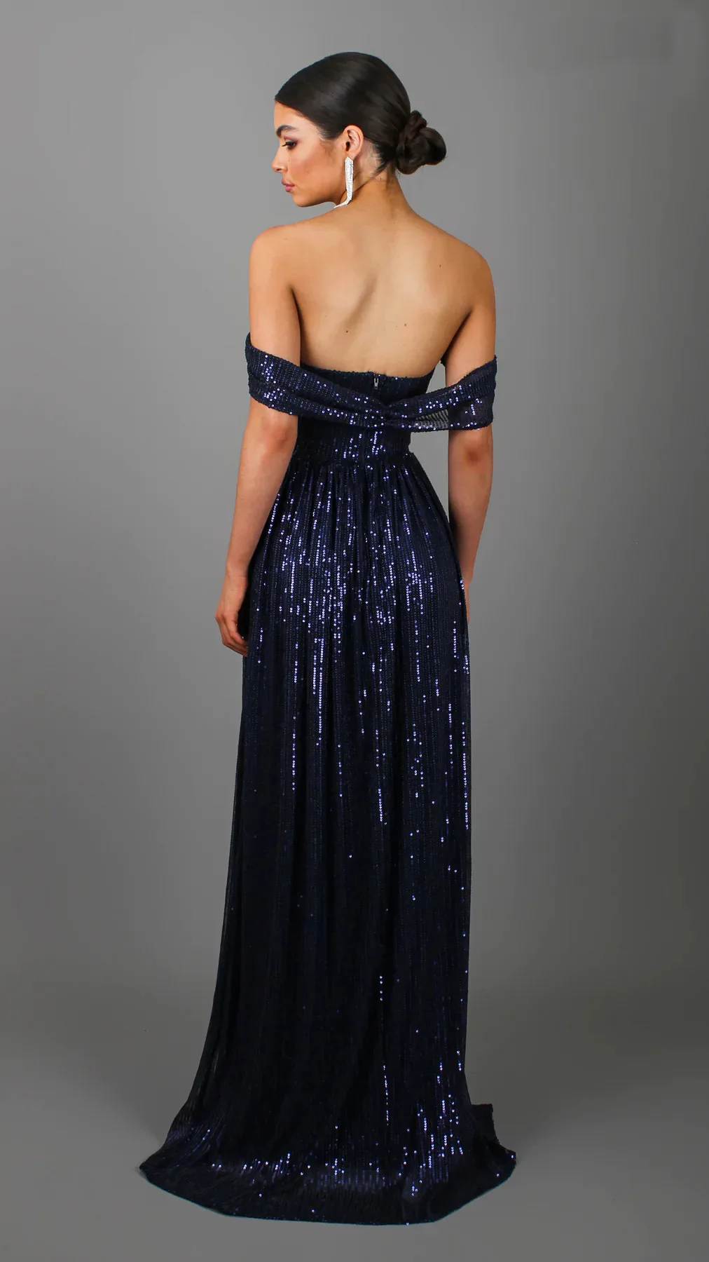 Women Sexy Sequins Off-Shoulder Prom Dress Sleeveless Backless Evening Party Dress Fashion High Split Cocktail Formal Gowns