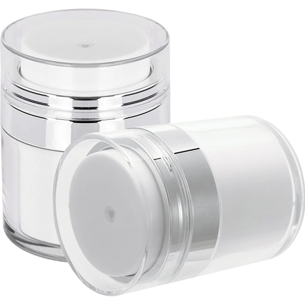 

2 Pcs Bottled Cream Jar Vacuum Dispenser Sample Containers Pump Jars Lotions Creams Push Moisturizer Body Butter Plastic Travel